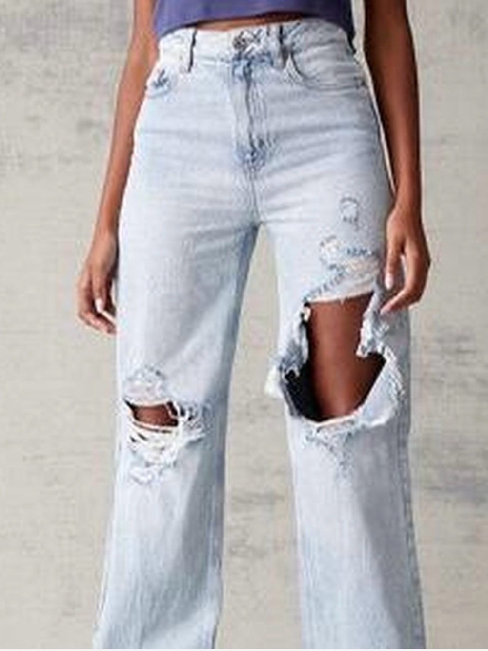 PacSun Light Blue Distressed Wide-Leg Jeans